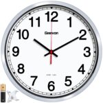 Geevon 14 Inch Atomic Analog Wall Clock, Sets Automatically Wall Clock Battery Operated, Easy to Read Atomic Clock for Kitchen/School/Classroom/Living Room
