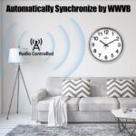 Geevon 14 Inch Atomic Analog Wall Clock, Sets Automatically Wall Clock Battery Operated, Easy to Read Atomic Clock for Kitchen/School/Classroom/Living Room