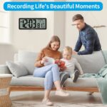 Geevon 14.3" Atomic Clock, Large Atomic Digital Wall Clock with Indoor Temperature, Date, 4.4" Jumbo Digits for Home Office, Living Room, Dining Room (Black)